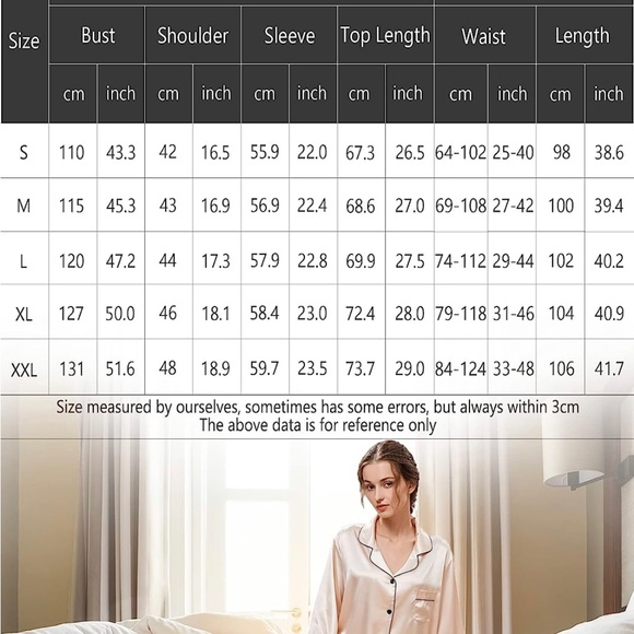 Womens Satin Pajamas Set Long Sleeve (L) - Picture 2 of 4